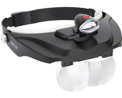 Carson Hoofdloep PRO Series MagniVisor Deluxe met LED-verlichting en 4 verwisselbare lenzen