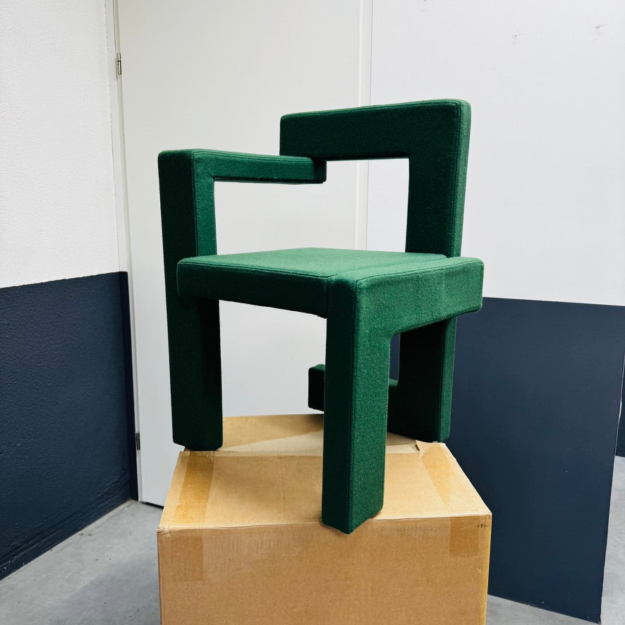 Rietveld Steltman Stoel Links Groen Gestoffeerd – Iconisch Design van Gerrit Rietveld