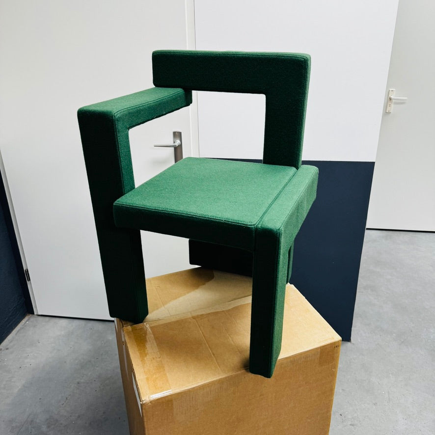 Rietveld Steltman Stoel Links Groen Gestoffeerd – Iconisch Design van Gerrit Rietveld